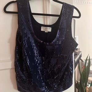 St. John Vintage Navy Sequin Women's Top